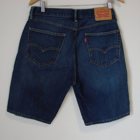 Levi's 505 Denim Jean Shorts Jorts Dark Wash Bermuda Size 34 - Picture 7 of 12